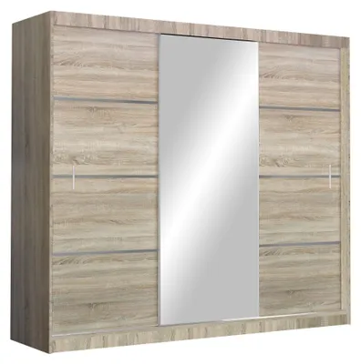 Produktbild von Masseno Schiebetürenschrank NASUS 250/215/61 cm 3-türig mit Spiegel Sonoma Eiche