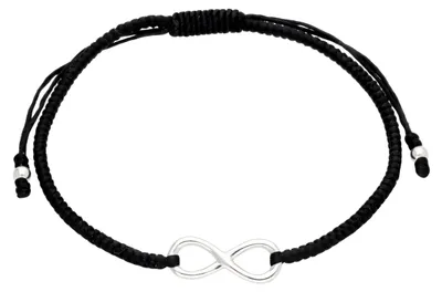 Produktbild von jewellerybox Schwarze Cord Makramee Armkette mit Sterling Silber Unendlichkeitss