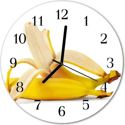 Produktbild von Glasuhr Wanduhr Küchenuhr Echt-Glas 30fi cm Bananen  gelb