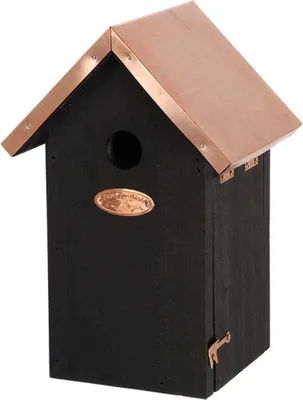 Image de Nichoir Noir & Cuivre Mésange Bleue - 17 x 14 x H 25,6 cm