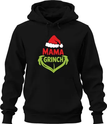 Produktbild von MAMA GRINCH Weihnachten Geschenk Mütze grün Herz Familie lustig Uni Hoodie Kapuzenpullover, Schwarz, M