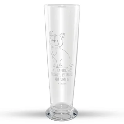 Produktbild von Mr. & Mrs. Panda Bierglas Hund Glück - Transparent - Geschenk, Mr Mrs Weizenglas, Herz, Weizen Glas, Corgie, Weißbierglas, Niedlich, Bier, Sprüche, Weizenbier, Spruch