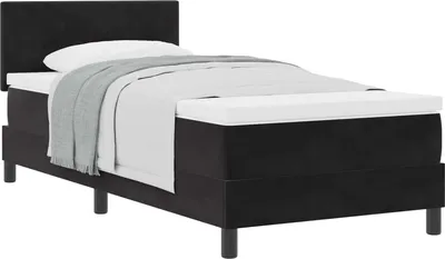 Produktbild von Boxspringbett mit Kopfteil Schwarz 100 x 200 cm Samt