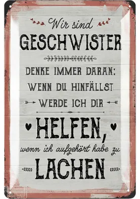 Produktbild von Blechschild Geschwister Geschenk für GESCHWISTER LACHEN HELFEN Schild als Geschenke für Bruder und Geschenke für Schwester lustig