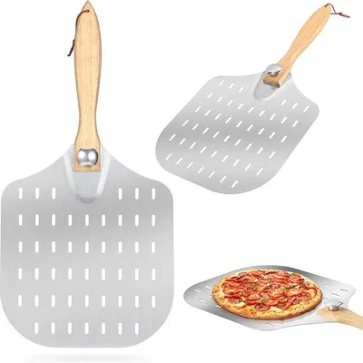 Produktbild von Pizzaschieber, perforiert, Edelstahl, 31x34cm, leicht, abnehmbar