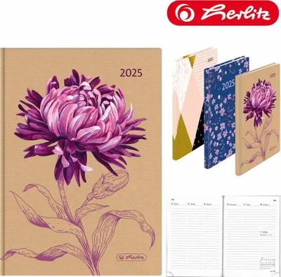 Produktbild von Herlitz Buchkalender A6 Artline 2025, Jahr / Motiv:2025 / Chrysantheme