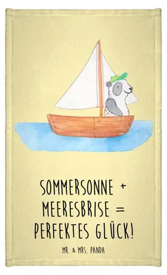 Produktbild von Mr. & Mrs. Panda Handtuch Sommer Meer Glück - Gelb Pastell - Geschenk, Kleines, Strandurlaub, Urlaub Am, Küste, Sommerferien, Strand, Gästehandtuch 30x50, Herbst, Motive