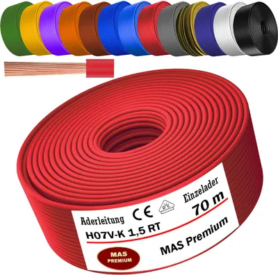 Produktbild von 70m Aderleitung H07 V-K RT 1x1,5 mm² Rot Einzelader flexibel