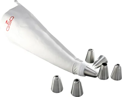 Produktbild von GSD Spritzbeutel aus Baumwolle mit 7 Edelstahl-Garniertüllen 32005