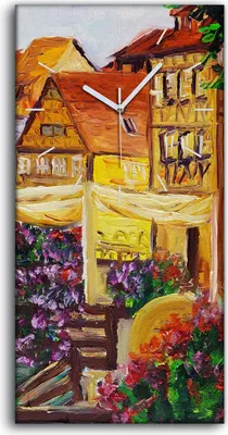 Produktbild von Wanduhr Leinwand Bild Uhr 30x60 Venedig Italien Dorf Wasser boot Blume - weiße Hände