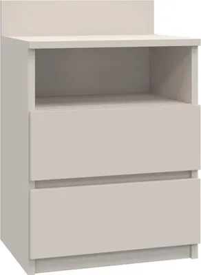 Immagine prodotto di Moderno comodino Malwa M1 con 2 cassetti – Design minimalista | Colore: cashmere | Dimensioni: 40x32x59 cm