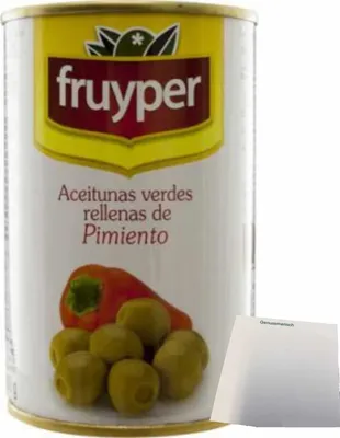 Produktbild von Fruyper Oliven mit Paprika (300g Dose) + usy Block