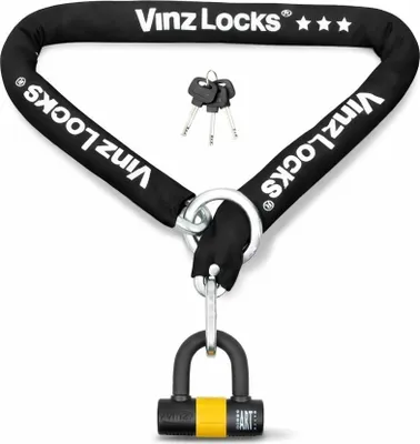Produktbild von VINZ Kungur Kettenschloss ø10mm | ART 3 Zertifikat | Schloss für Roller Scooter Motorrad Moped E-Bike & hochwertiges Fahrrad | sicheres Rollerschloss Kette Loop U-Lock | 100-300 cm x (120cm)