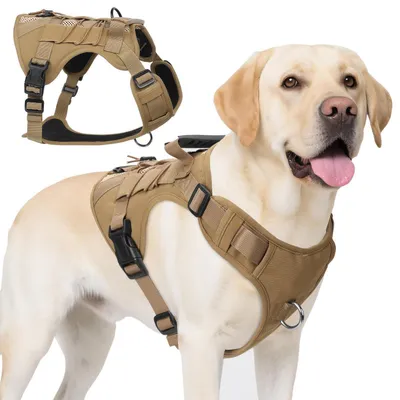 Immagine prodotto di Imbracatura tattica per cani, antistrappo, con maniglia, colore kaki, taglia M
