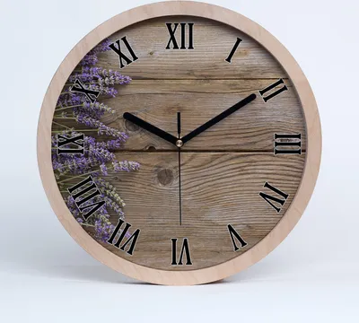 Produktbild von Holzuhr 20fi cm wanduhr - schwarze Spitzen - Lavendel auf Holz