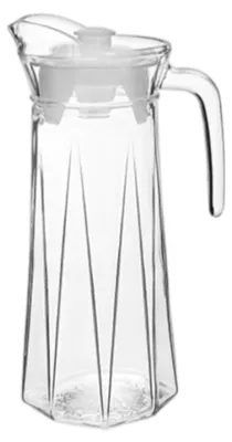Glas-Wasserkaraffe mit Deckel, 1,8 L, elegant, kühlschrankgeeignet