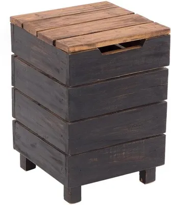 Image de Panier de rangement rustique en bois avec couvercle rabattable, fabriqué à partir de bois recyclé