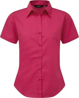 Produktbild von Premier Damen Kurzarm Popeline Bluse / Arbeitshemd RW1092 (16UK/42DE) (Hot Pink)