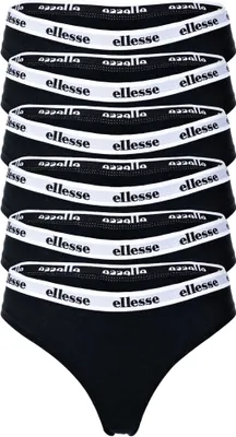 Produktbild von ellesse Damen Strings, 6er Pack - HILLAR, Unterwäsche, Baumwolle Stretch, Logobund Schwarz S