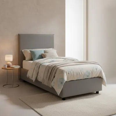 Immagine prodotto di Talamo Italia Letto Singolo Acuila 95x205 cm Grigio, Sfoderabile Contenitore  Italy
