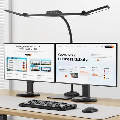Produktbild von KableRika Schreibtischlampe mit Standfuß, LED Schreibtischlampe 24W mit 3 Lichtleisten, Große Design Schreibtischlampe, 4 Farbtemperaturen, Augenschutz, Bürolampe für Homeoffice