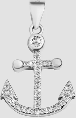 Produktbild von 925/- Echt Silber Anhänger ohne Kette "Ranim", Anker mit Zirkonia, 925/rhodiniert