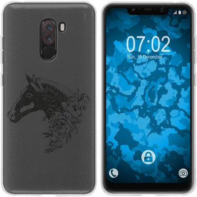 Produktbild von PhoneNatic Case kompatibel mit Xiaomi Pocophone F1 Silikon-Hülle Floral Pferd M5-1