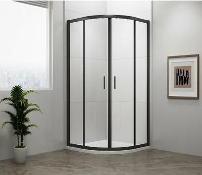 Produktbild von Polysan EASY BLACK Duschabtrennung Viertelkreis 800x800mm, L/R, Klarglas