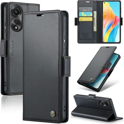 Produktbild von Oppo A78 4G Hülle, Leder Brieftasche Kartenfach Schutzhülle mit Standfunktion für Oppo A78 4G Schwarz