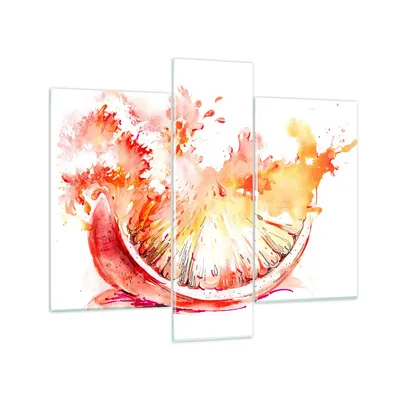 Produktbild von Bilder auf glas - Orange Obst Sommer - 95x80cm - Glasbilder - Wandbilder - Kunstdruck - zum Aufhängen bereit - Wanddekoration aus Glas - Glas Bilder - Wandbild auf Glas - 3 Teile - GCB95x80-3049