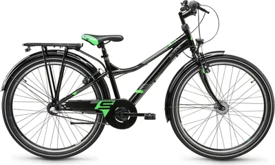 Produktbild von 26 Zoll Kinderfahrrad, 3-Gang Nexus, Rücktritt (N3), MTB Kinderfahrrad, S’COOL troX, ab 10 Jahre, 140–160 cm, Schwarz/Neongrün