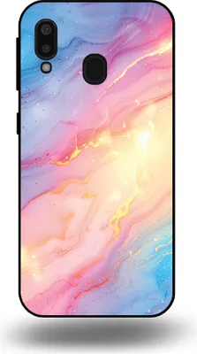 Produktbild von Smartphonica Telefon Fall geeignet für Samsung Galaxy A20E mit Regenbogen Glitter Marmor Print - TPU Backcover Fall Regenbogen Glitter Marmor Design