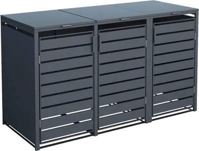 Obrázek produktu pro Kovový odpadkový koš Westmann 3er Kubus 3x240 L antracit 200x80x116 cm