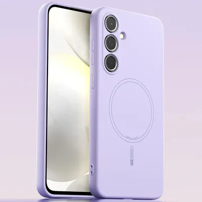 Image de Etui magnétique pour Samsung Galaxy S24 FE, compatible MagSafe, silicone liquide, résistant aux chocs et aux rayures Violet