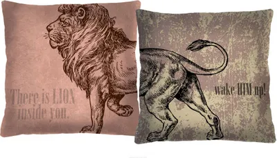 Produktbild von ARCO DESIGN Dekokissen 2er Set "Lion" Farbig Stoffbezug 40 x 40 cm Dekokissen-set mit Füllung Dekokissen für Wohnzimmer Schlafzimmer