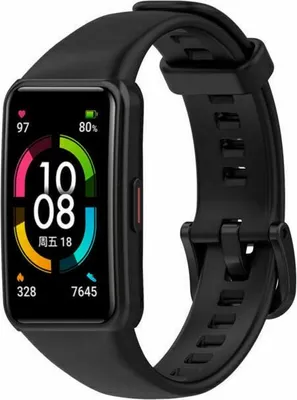 Produktbild von Silikon-Smartwatch-Armband – Passend für Huawei Band 6 – Schwarz – Strap-it Uhrenarmband / Armband