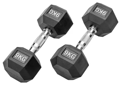 Immagine prodotto di Manubri esagonali in gomma da 18 kg per un allenamento efficace