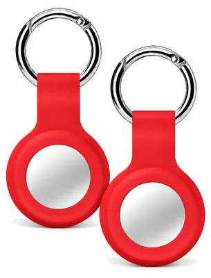 Produktbild von 2x AirTag Anhänger Rot – AirTag Schlüsselanhänger / Hülle – Silikon Cover Case für Apple AirTag – 2er-Set