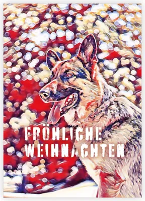 Produktbild von Coole Weihnachtskarte mit deutschem Schäferhund: Fröhliche Weihnachten