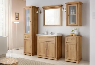 Obrázek produktu pro Designový koupelnový nábytek koupelnová 5dílná sada skříňka umyvadlo venkovský styl