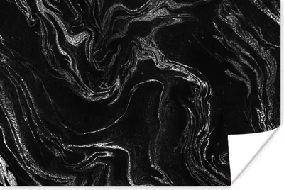 Produktbild von MuchoWow® Poster Marmor - Schwarz - Silber 60x40 cm - Schlafzimmerdekoration