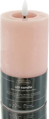 Produktbild von Lumineo LED Wachskerze Pink hellrosa Ø 7 cm Höhe 15 cm - warmweiß