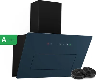 Image de Klarstein SleekAir Hotte Aspirante - Hotte Décorative 60 cm, Débit 686 m³/h, CEE A++, Éclairage LED 5W, Tactile, Anthracite, Double Ventilation, Silencieuse 67 dB
