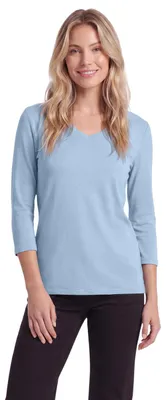 Produktbild von Cecil Damen 3/4-Arm Shirt in Unifarbe mit V-Neck