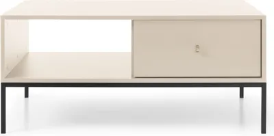 Produktbild von Couchtisch Kaffeetisch Wohnzimmertisch Sofatisch Goldene Griffe - 104x46x68 cm - Melody X  Beige + Schwarz