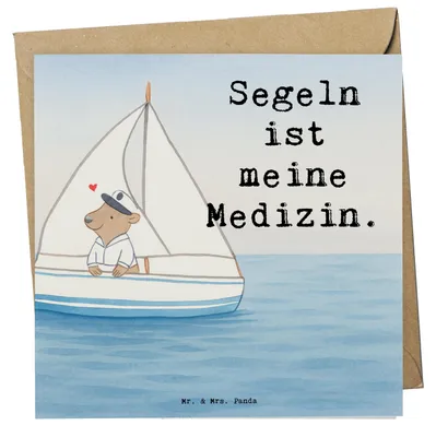 Produktbild von Mr. & Mrs. Panda Glückwunschkarte Bär Segeln Design - Weiß - Geschenk, Segeltörn, Grußkarte, Segelboot, Klappkarte, doppelkarte, faltkarte, Hobby, anlasskarte, Yachtclub
