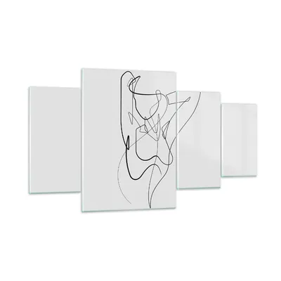 Produktbild von Bilder auf glas - 4 Teile - Frau Bleistift Linie - 160x90cm - Glasbilder - Wandbilder - Bilder - zum Aufhängen bereit - Wanddekoration aus Glas - Glas Bilder - Wandbild auf Glas - GDL160x90-4991