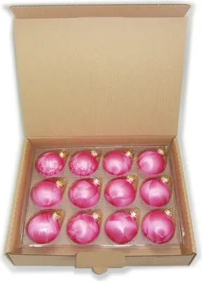 Produktbild von JACK 12x Glas Eislack Christbaumkugeln 6cm Thüringer Weihnachtskugeln Kugeln, Farbe:Pink Eislack