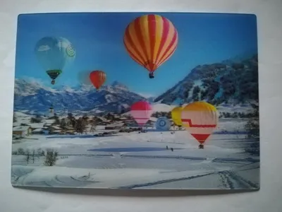 Produktbild von 3 D Ansichtskarte Heißluftballons, Postkarte Wackelkarte Hologrammkarte Winter Schnee