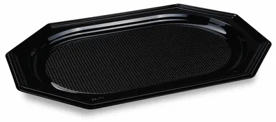 Produktbild von 10x Catering-Platte rPET oval schwarz 45 x 30,2 cm